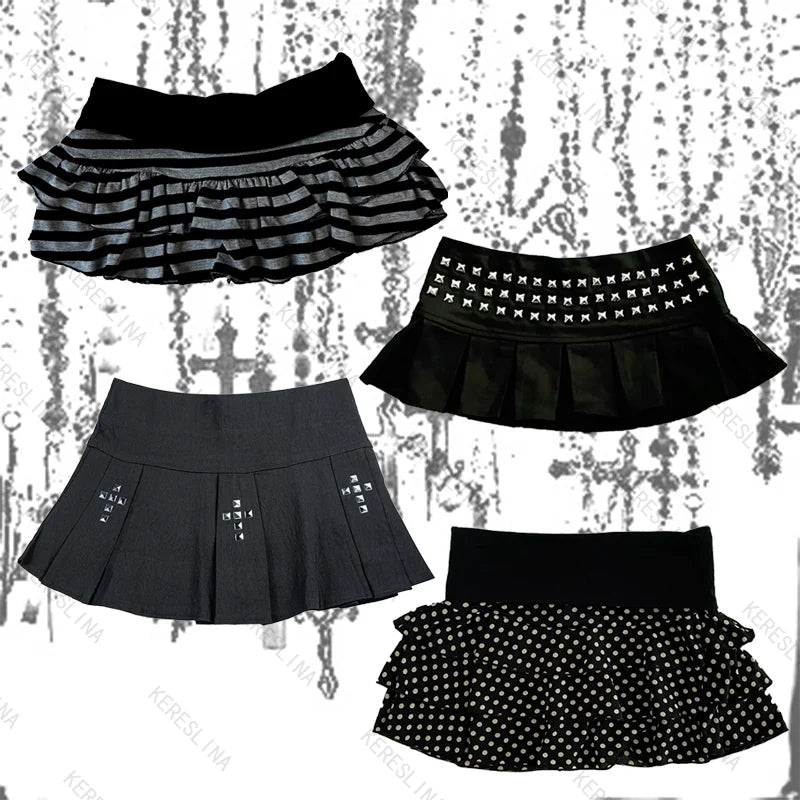 American punk gothic retro style Emo Girl slimfit skirt subculture Harajuku sweet and sexy spicy girl style versatile mini skirt TechVisio