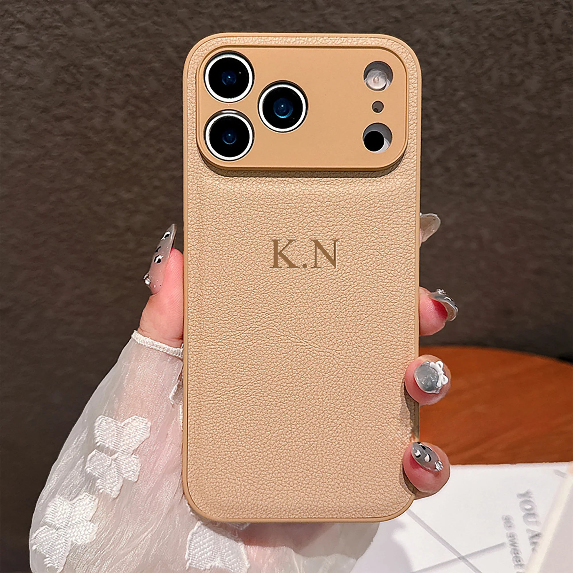 Personalized Luxury Customized Name 3D DIY Hot Engrave Faux Leather Phone Case For iPhone 17 16 15 14 13 Pro Max Plus Air TechVisio