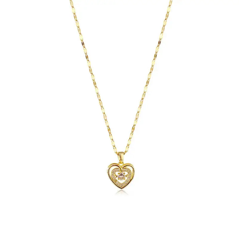 Collier Pendentif Cœur Cristal Acier – Style Coréen Femme Tendance Marisa