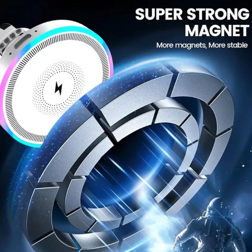 Support Voiture VIKEFON RGB – MagSafe | Sans Fil | 360° | iPhone 12-16