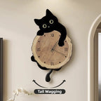Cartoon Cat Wall Clock Creative Cat Tail Swing Wall Clock Quartz Mute Wall Clock Home Decoration Living Room Bedroom Decoration TechVisio