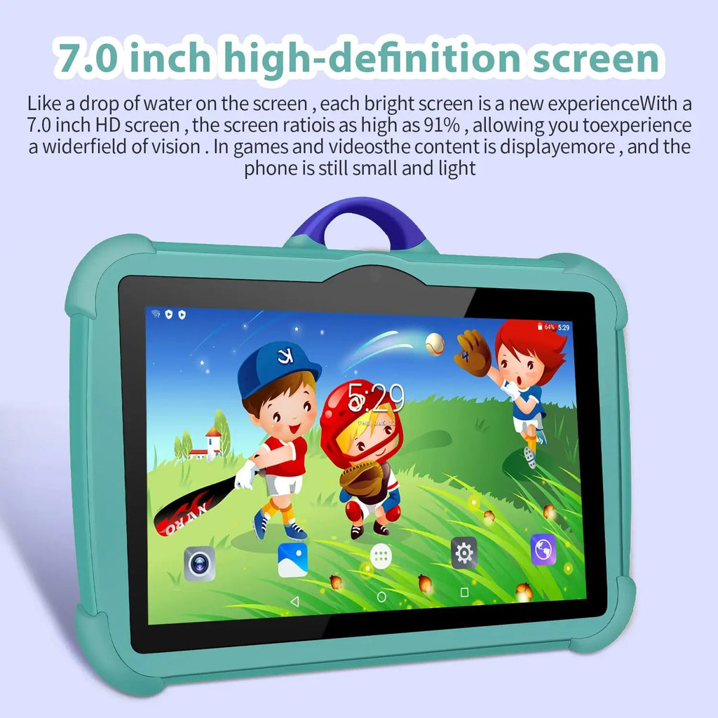 7 Inch Kids Tablet PC with Android 13 Quad Core 4GB RAM 64GB ROM Educational Learning Children's Favorite Cheap Simple Design TechVisio