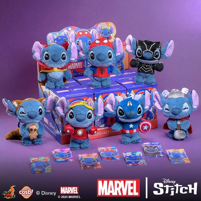 Stitch x Marvel Blind Box – Figurine Peluche Superhéros 14cm