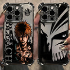 New HotAnime Cool BLEACH Plating Case For iPhone 16 15 14 13 12 11 Pro Max X XR XSMax 7 8 6 Plus Anti-Fall Airabag Back Cover TechVisio