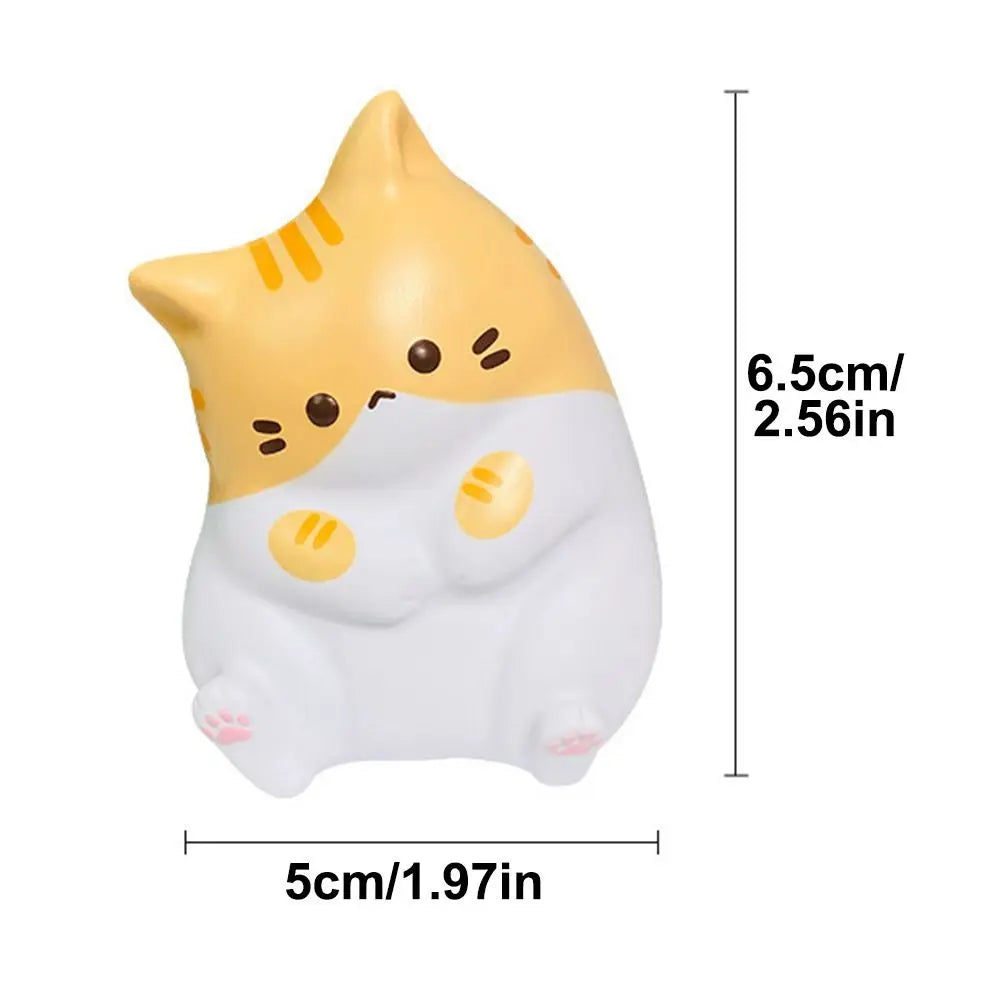 Squishy chat cartoon en PU – à mémoire de forme lente, anti-stress, 3 couleurs