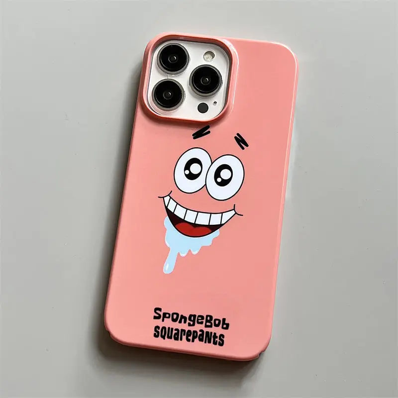 Anime SpongeBobs Cool Phone Case for iPhone 16 15 14 13 12 11 Pro Max XS XR XSMax 6 7 8 Plus Glossy HD Hard PC Cover TechVisio