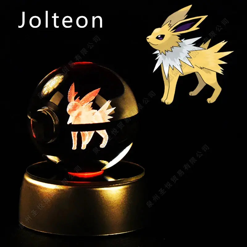 Boule de Cristal Pokémon 3D LED – 36 Personnages, Socle Lumineux, Cadeau TechVisio