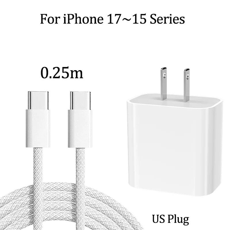 Chargeur iPhone 20W USB-C KEAI – Charge Rapide + Câble Inclus