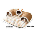 Cat Bed and Play Tunnel Warm House Tent with Plush Mat Indoor Hideaway Corner Shelter Foldable Pet Furniture for Kittens Cats TechVisio