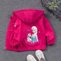 Fashion Girls Jacket Spring Aututmn Cartoon Anna Elsa Zipper Hooded Windbreaker Coat For 2-7 Years Kids Child Outerwear Clothing TechVisio