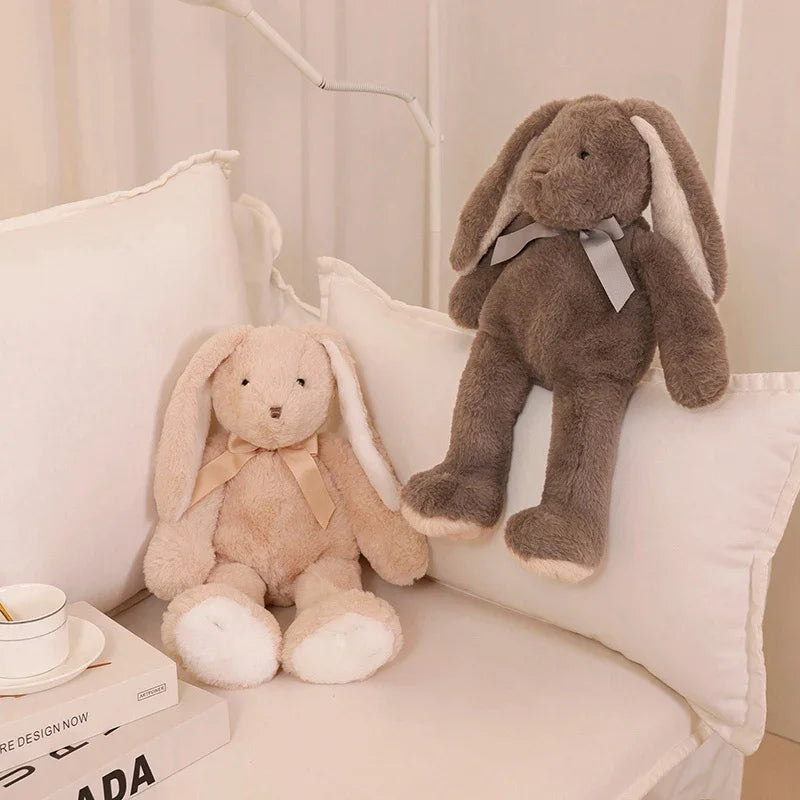 Peluche Lapin Longues Oreilles – 30cm & 40cm, Gris & Crème