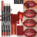 4pcs Lip Kit Set-3pcs Lip Liner+1pc Lip Glaze, Waterproof&Long-Lasting Matte Effect,Versatile for Casual & Formal Occasions, TechVisio