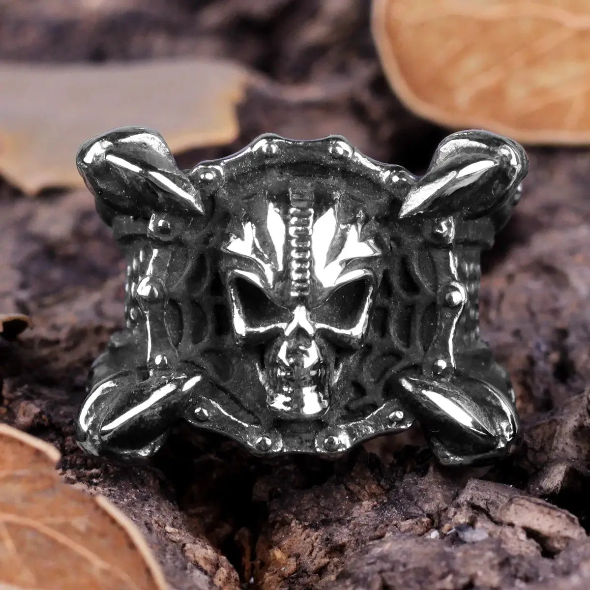 Bague Crâne Griffe de Dragon Metal Town