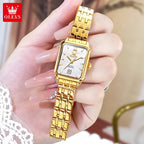 OLEVS Quartz Women's Watches Stainless Steel Square Small Gold Watch for Women Waterproof Auto Date Elegant Ladies Wristwatches TechVisio