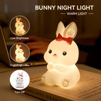 Veilleuse Lapin Mignon – Lumière Colorée ou Chaude, Variateur Tactile & Minuterie TechVisio