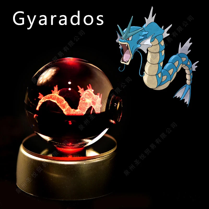 Boule de Cristal Pokémon 3D LED – 36 Personnages, Socle Lumineux, Cadeau