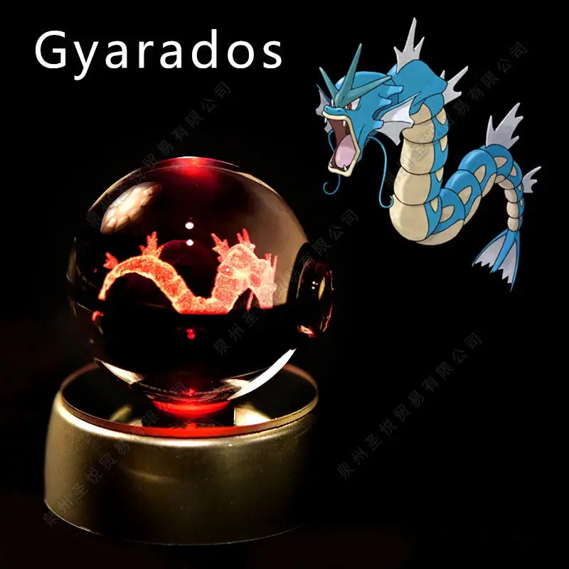 Boule de Cristal Pokémon 3D LED – 36 Personnages, Socle Lumineux, Cadeau TechVisio