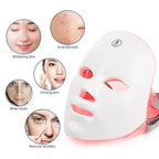 Rechargeable Facial LED Mask 7 Colors LED Photon Therapy Skin Rejuvenation Anti Acne Wrinkle Removal Beauty Mask Skin Brightenin TechVisio