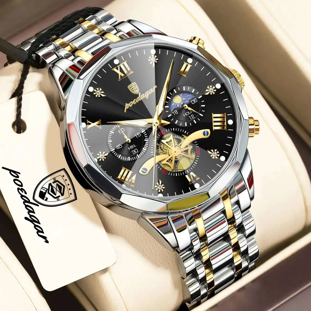 Montre Chronographe Homme – Acier Lumineux Étanche Sport POEDAGAR