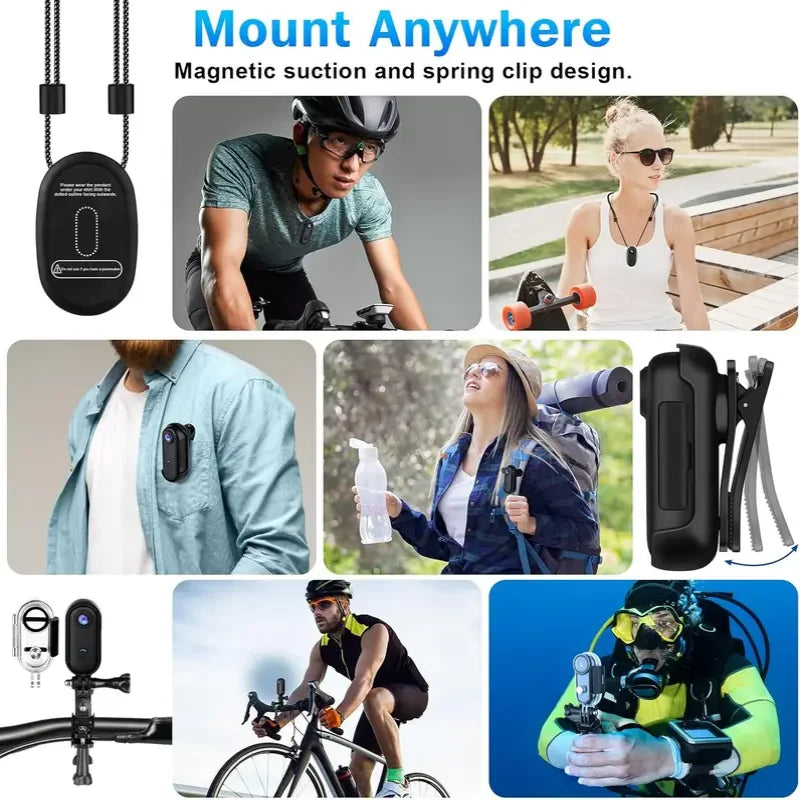 Kaysunlink H88 Mini Bodycam – 4K/1080p, WLAN, Magnetclip, Kopfhörer & Motorrad