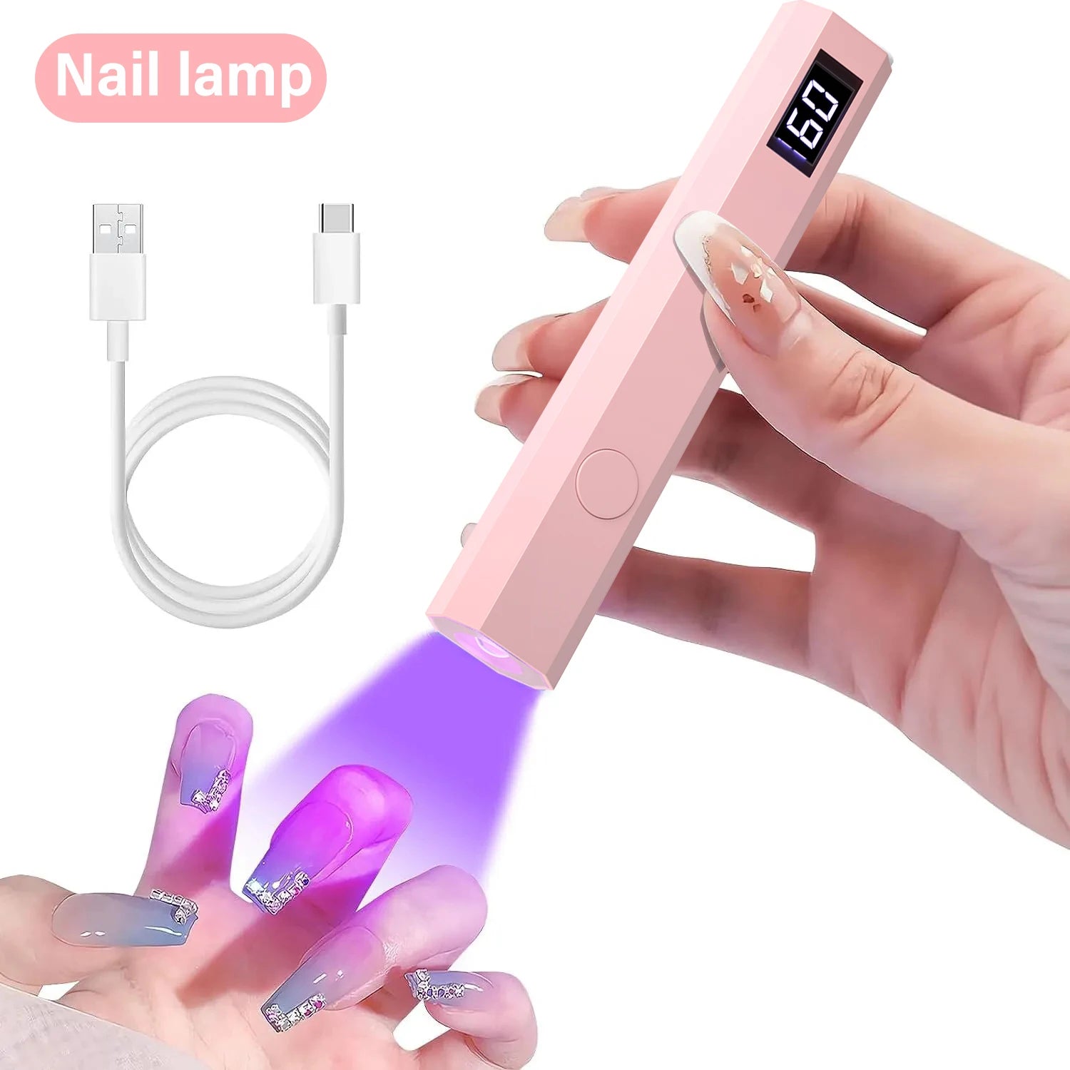 YIKOOLIN Convenient Rechargeable Nail Dryer UV LED Handheld Lamp Fast Curing All Gel Polish Mini Manicure Tool USB Portable Ligh TechVisio