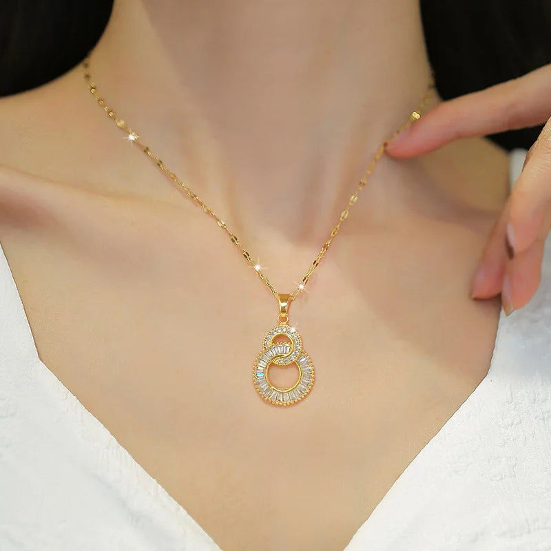Collier Cœur Zircon Doré – Acier Inoxydable | 18 Designs
