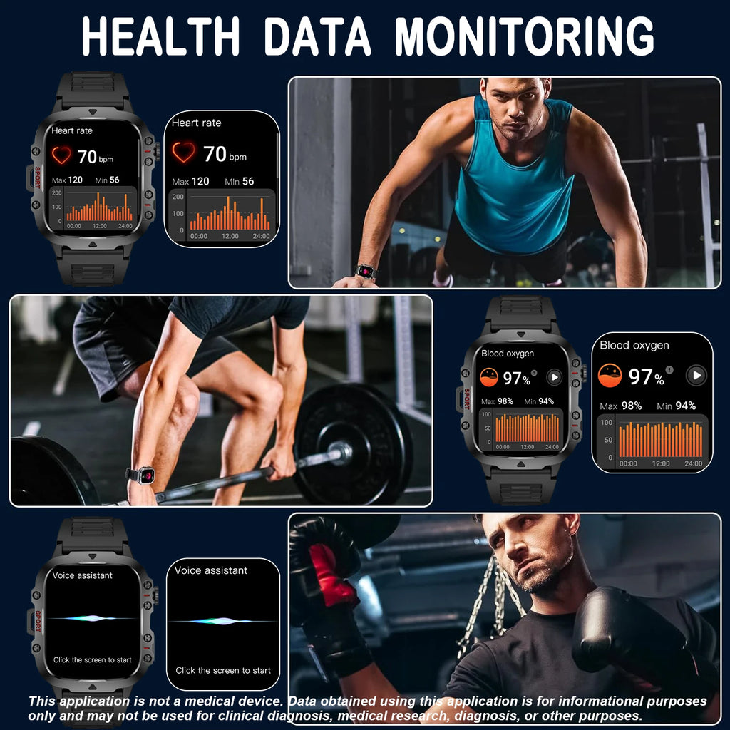 LIVLOV Smartwatch – KI | 1,96" HD-Bildschirm | Über 100 Sportmodi | BT5.2