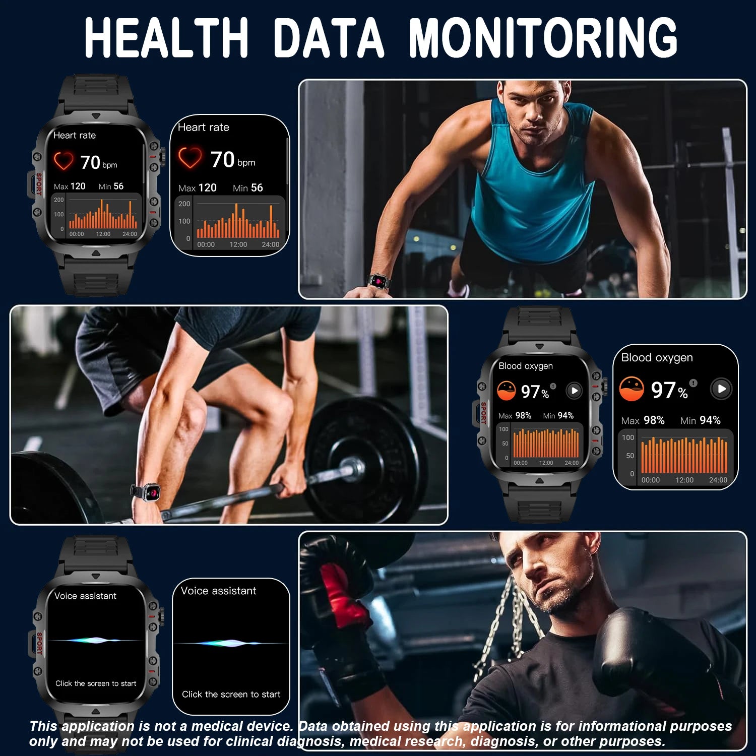 Montre Connectée LIVLOV – IA | Écran HD 1,96" | 100+ Sports | BT5.2
