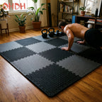 Gym Floor Mat for Home Workout Anti-Slip Rubber Exercise Mat with Interlocking Design, Durable Fitness Rug Weightlifting & Yoga TechVisio