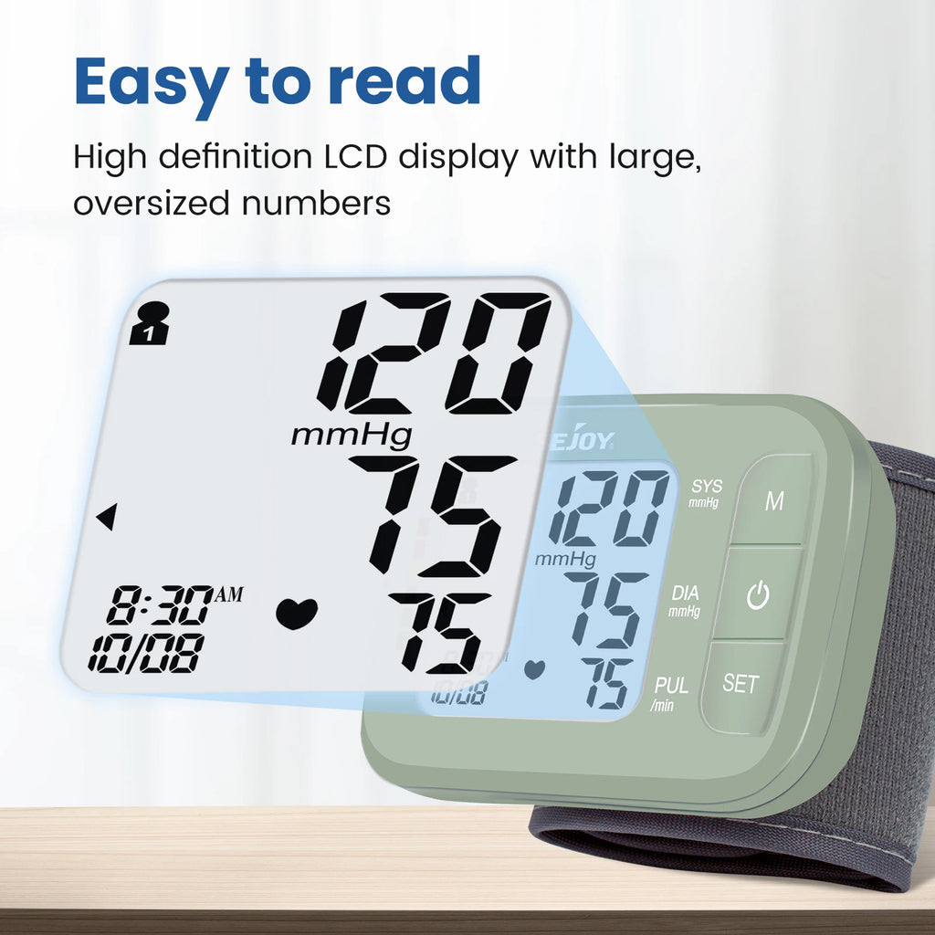 Sejoy Handgelenk-Blutdruckmessgerät – Medizinische Qualität, LCD-Display, 120 Speicherplätze, CE & RoHS