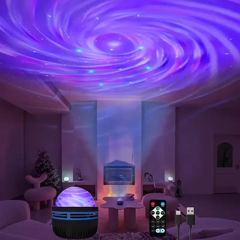 LED Starry Galaxy Projector Light RGB Smart Remote Control Star Aurora Lamp KTV USB for Home Room Camping Wedding Decorations TechVisio