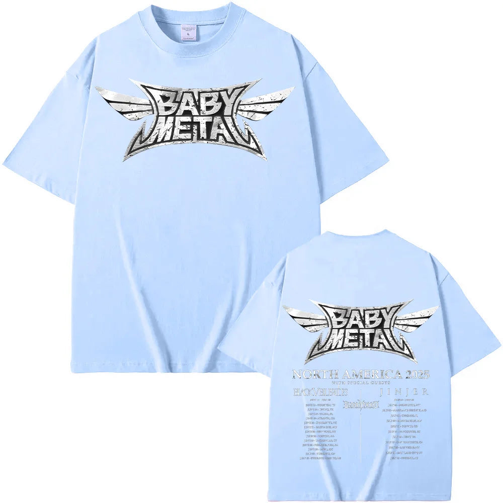 Babymetal North America Tour 2025 T-shirts Vintage Babymetal Japan Metal Rock Band Tshirts Men Women's Pure Cotton Tees Harajuku TechVisio