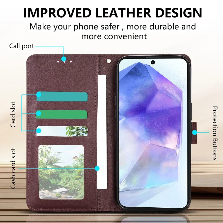Wallet Magnetic Flip Leather Case For SamsungGalaxy A05s A06 A07 A12 A13 A14 A15 A16 A17 A24 A26 A34 A35 A36 A52 A53 A54 A55 A56 TechVisio