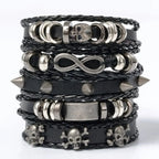 Set 5 Bracelets Punk Cuir Tressés TechVisio