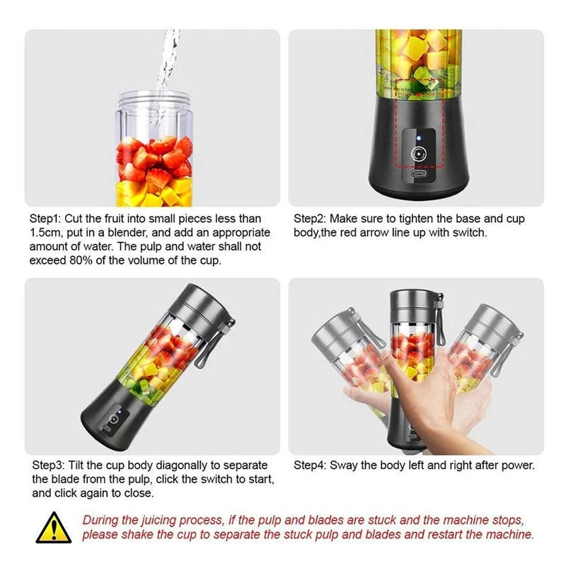 Portable Blender,Smoothie Blender,Mini Blender For Shakes And Smoothies,USB Rechargeable Home Travel Fruit Juicer Cup TechVisio