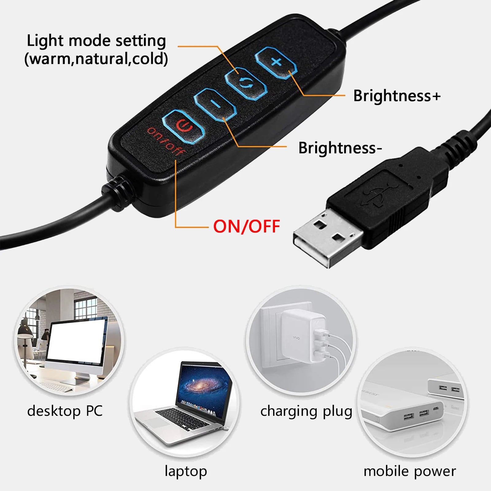 Kit LED Ringlicht TechVisio – 10"/12" | 200cm Stativ | 3 Modi | USB