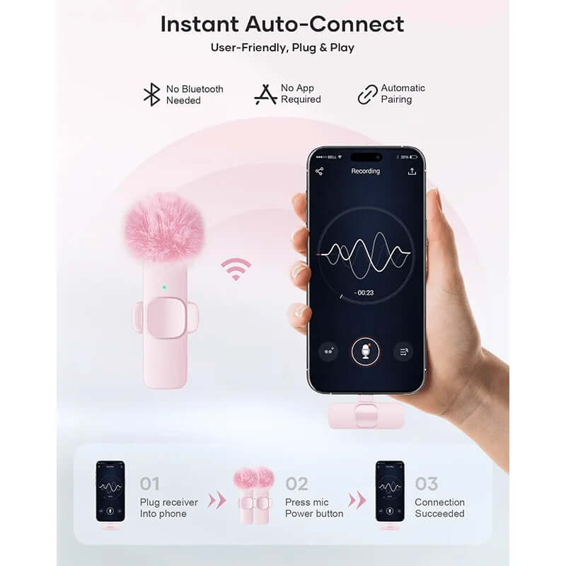 Micro Lavalier Sans Fil Basix — Anti-bruit iPhone USB-C Android TechVisio