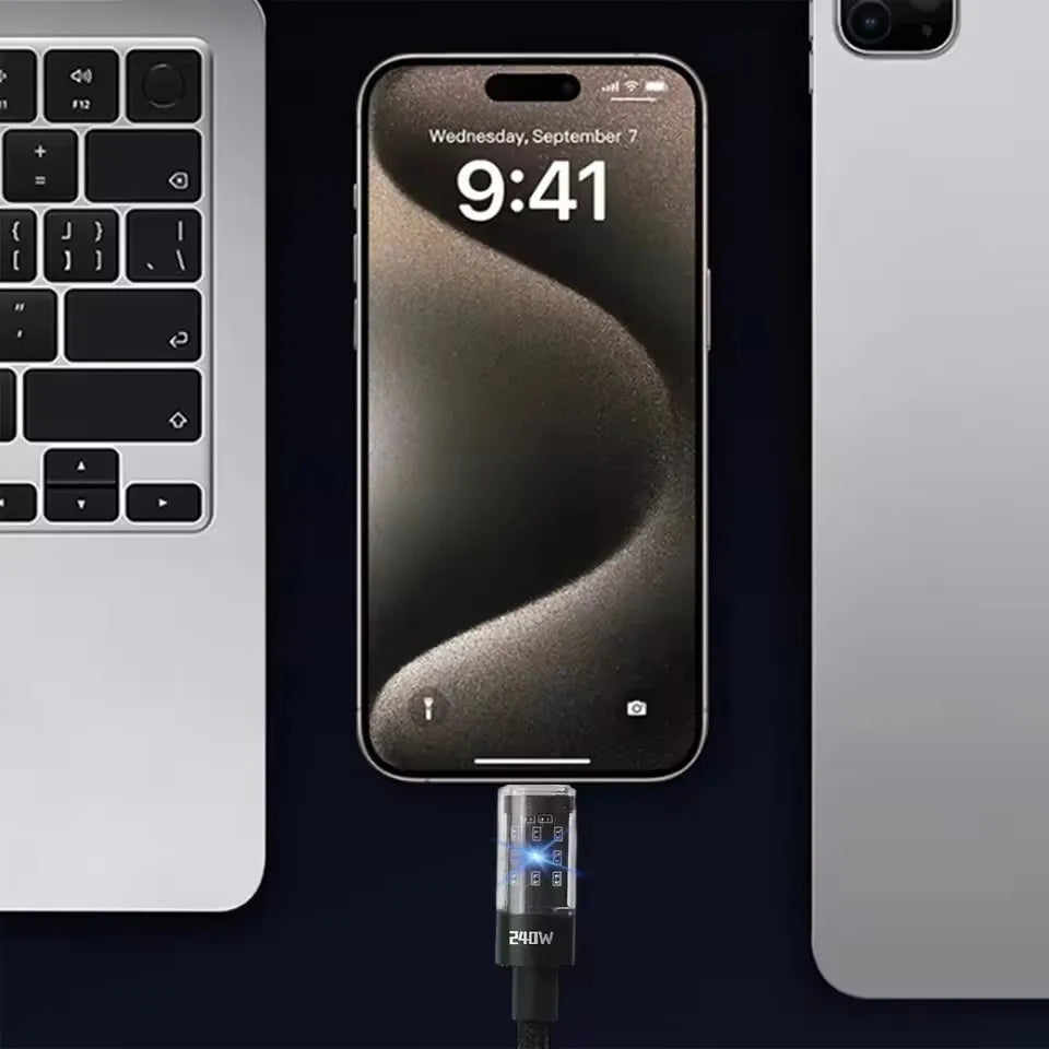 240W USB-C LED Cable – Fast Charging | Braided Nylon | 0.25m to 2m