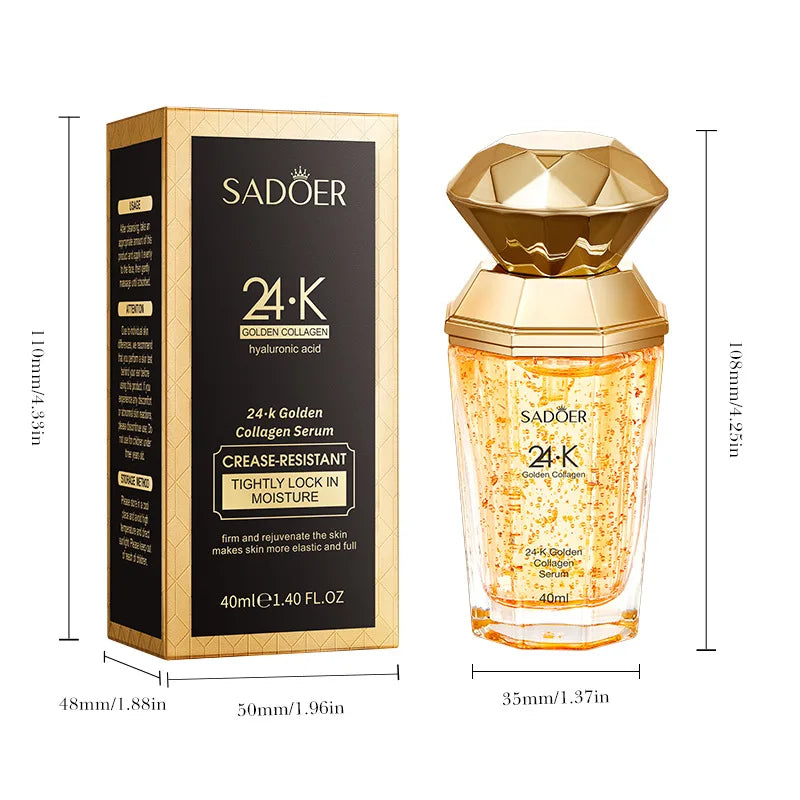 SADOER 24K Golden Collagen Serum for face Moisturizing Anti Wrinkles Hydrating Anti-aging Facial Essence Skin Care Products TechVisio