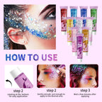 10 piece body glitter gel, carnival face glitter cosmetics suitable for women, shiny thick hair glitter, carnival accessories fo TechVisio