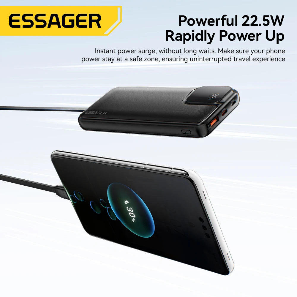 Batterie Externe ESSAGER – 10/20 000mAh | Câbles Intégrés | 22,5W