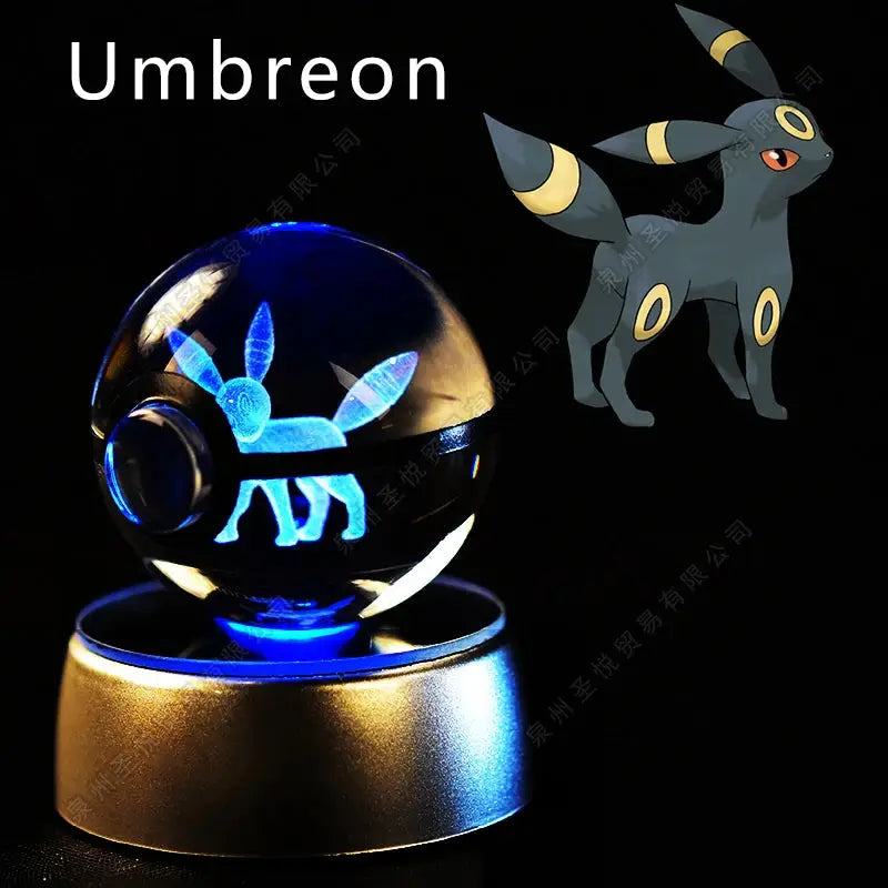 Boule de Cristal Pokémon 3D LED – 36 Personnages, Socle Lumineux, Cadeau TechVisio