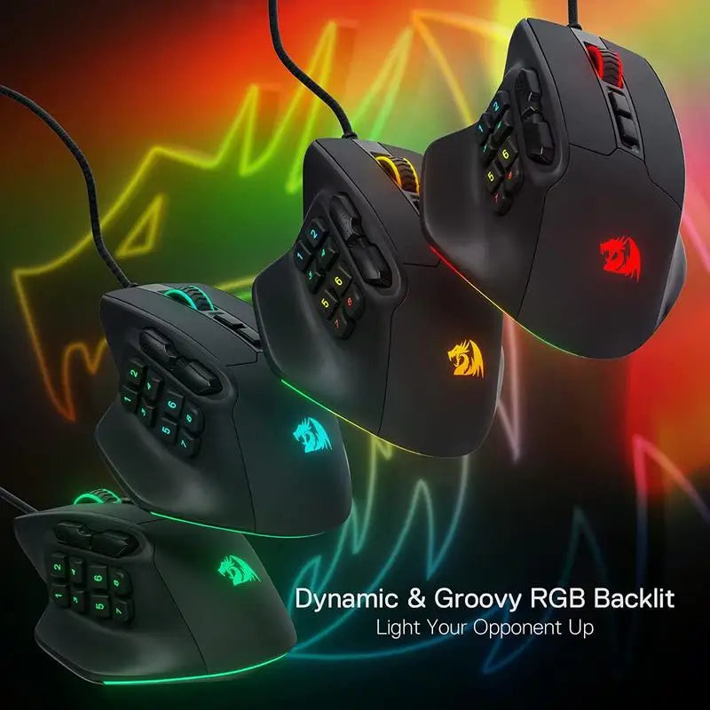 Redragon M811 Aatrox – 15-Button RGB MMO Gaming Mouse 12400 DPI