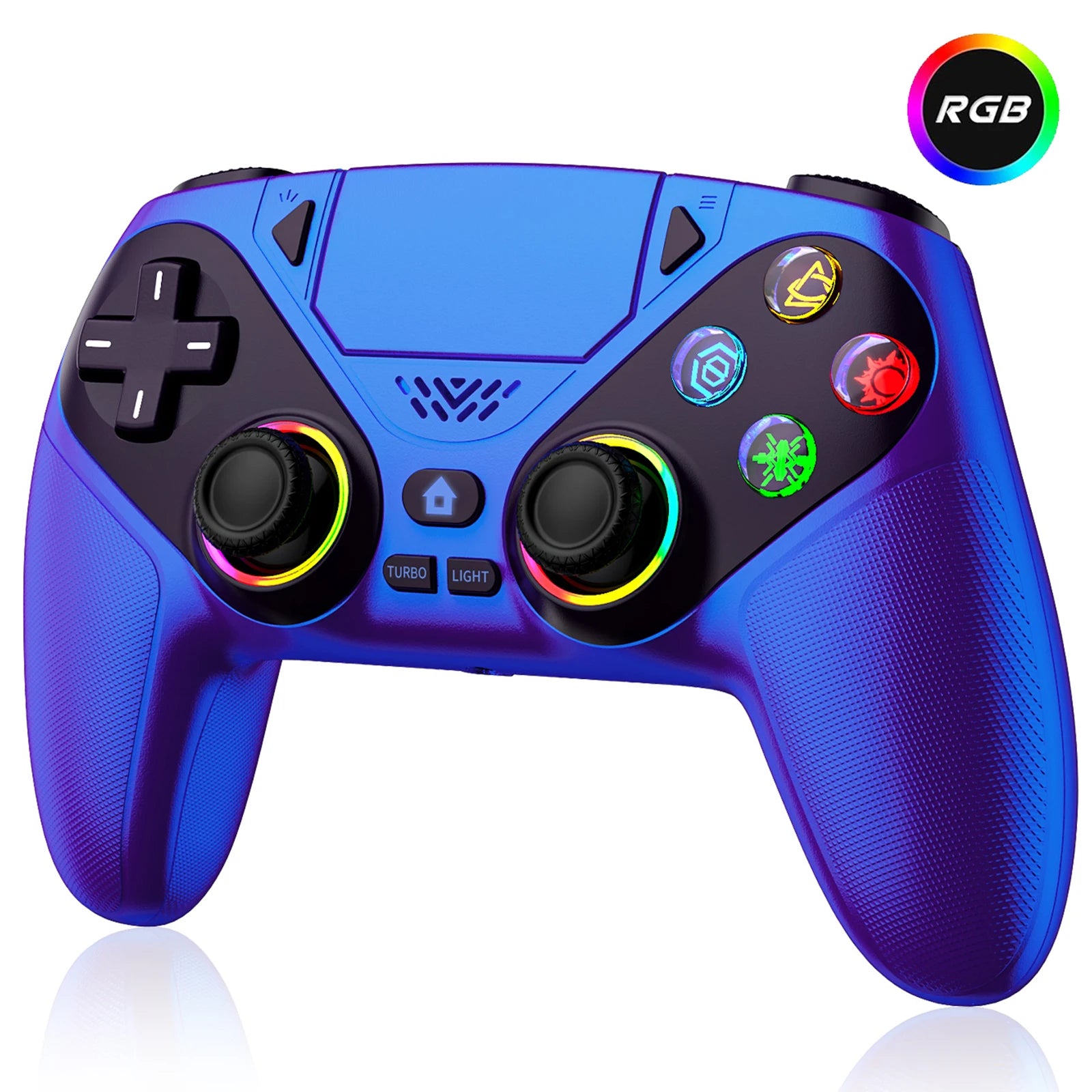Gamromb kabelloser RGB PS5/PC-Controller – 6-Achsen-Gyroskop, Anti-Drift, Turbo, Makro