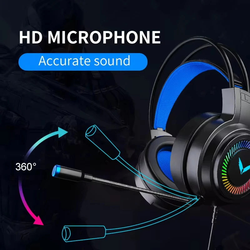 LEEDOAR G60 – Casque Gaming Surround 7.1 Micro 360° LED