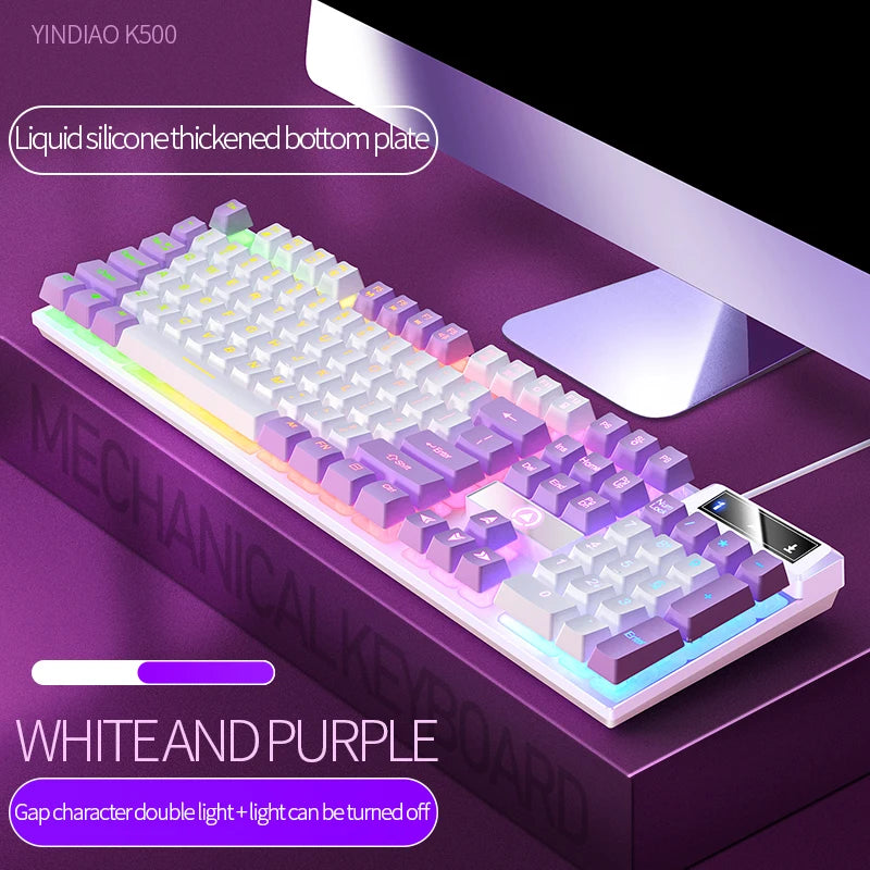 104 Keys Gaming Keyboard Wired Keyboard Color Matching Backlit Mechanical Feel Computer E-sports Peripherals for Desktop Laptop TechVisio