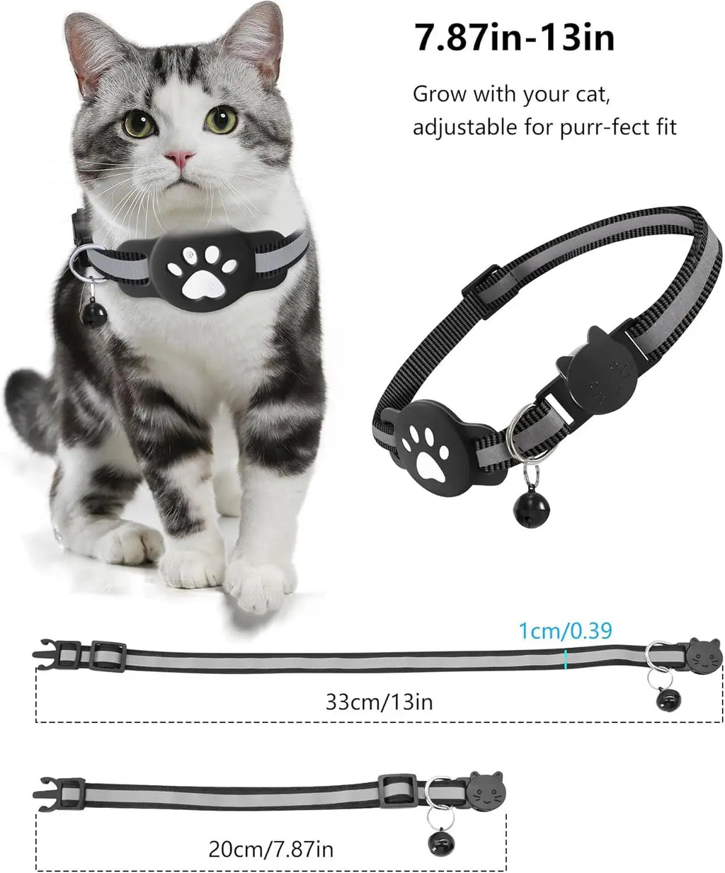 Bluetooth Tracker Compatible with Google Find My (Android Only), Tracker for Pets, Cat Location Tracker with Holder, Cat Collar TechVisio