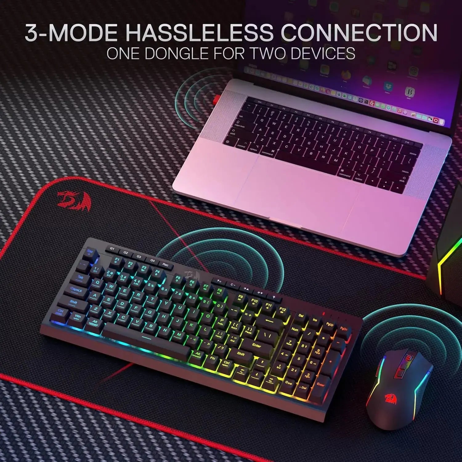 Combo Clavier Souris Gaming Redragon S142 – Sans Fil, RGB, 98 Touches, 5 DPI, Win & Mac TechVisio