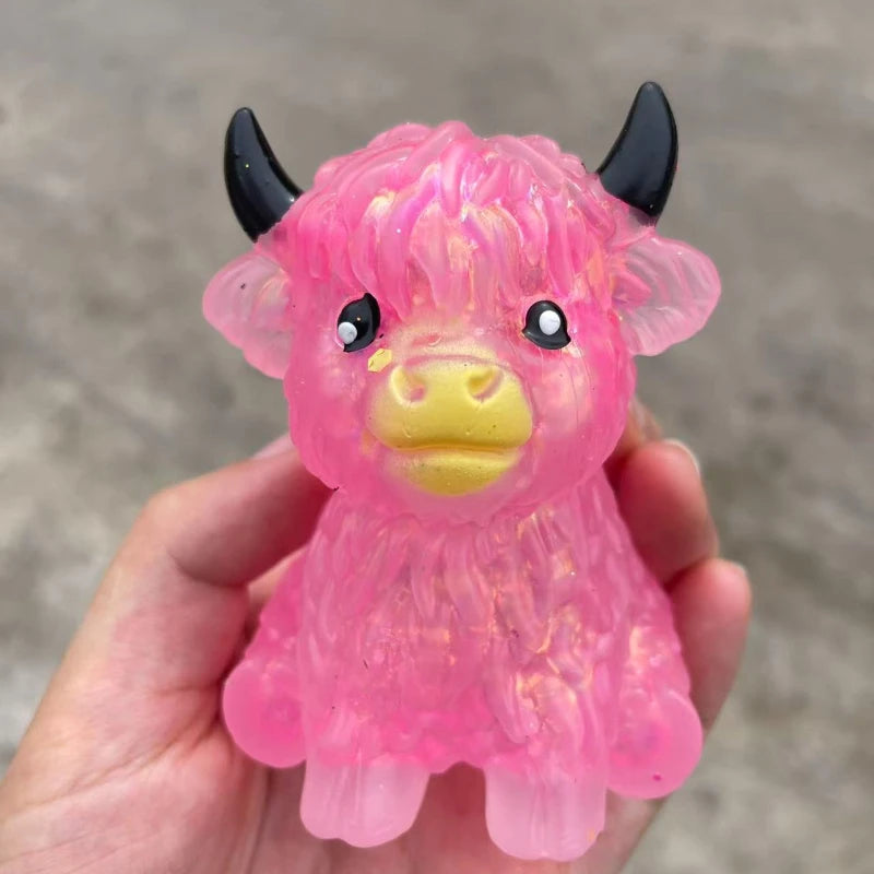 Cute Maltose Squishy Glitter Highland Cow Squeeze Toys Soft Animal Slow Rising Anti Stress Relieve Anxiety Sensory Fidget Toy TechVisio
