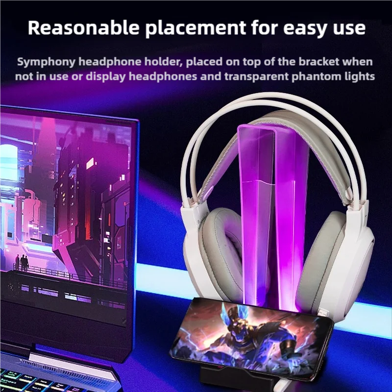 ITLY A12 D2 PRO Gaming Headset Stand – RGB | USB Hub | LED Screen | Transparent